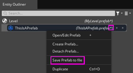 Saving a prefab.