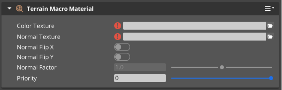 Terrain Macro Material component properties